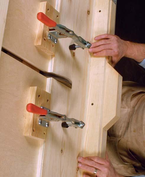 Cut away the wood you don t need. Housed lap joints require you to remove some wood from all of the pieces being joined. In the verticals, remove most of the waste with a sabersaw.
