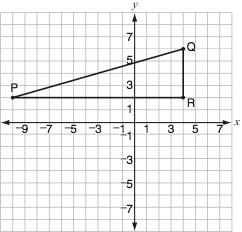 20 Triangle PQR is on the coordinate grid below. a.) Using the grid above, locate the midpoint of segment QR and label it point M. Write the coordinates of point M in the box below. b.) Locate the midpoint of segment PR and label it point S.
