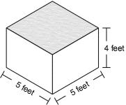 9 The measurements of a container are shown below. How many gallons of water does the container hold? (Hint: 1 cubic foot = 7.