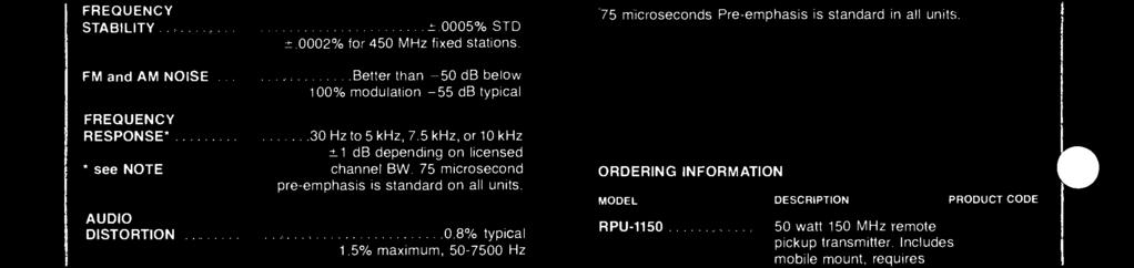 5% maximum, 50-7500 Hz By means of audio filter and compressor -limiter 25 db at 2 millisecond attack time.