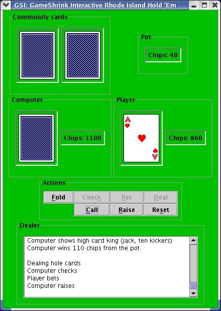 Figure 2: The player bets and the AI opponent raises the bet.