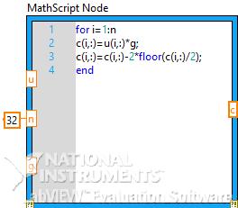 This depicts the generation of 31-bit codeword. Mathscript module is used for the simplification of design.