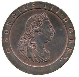 1735 1736 1735 George III, Copper Penny, 1797, laureate and draped bust