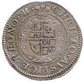 Aberystwyth mint (1638-1642), crowned bust left  shield of arms, plumes above, pellet stops