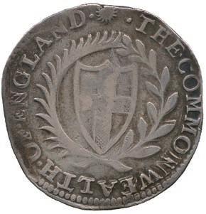1662 Commonwealth, Silver Halfcrown, 1653, English shield within laurel and palm branch,