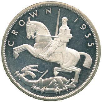 First once cleaned with some bagmarks, extremely fine, the second practically as struck, toned. (2) 60-80 1804 George V, Silver Proof Jubilee Crown, 1935, struck in sterling 0.