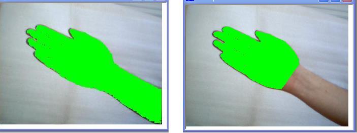 Detecţia prezenţei mâinii în imagini statice şi identificare a degetelor Separare palmă / antebraţ Determinarea