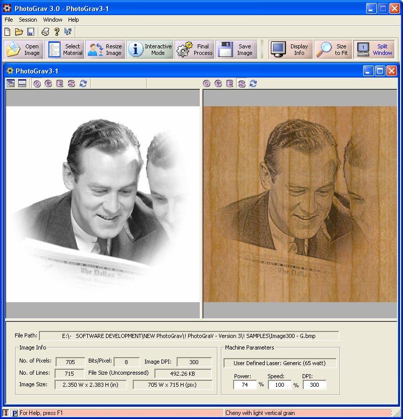 Information Views and Panels PhotoGrav 3.0 provides a few options for displaying information about the image, session, machine, parameters, etc. The session window is divided up into 2 primary views.