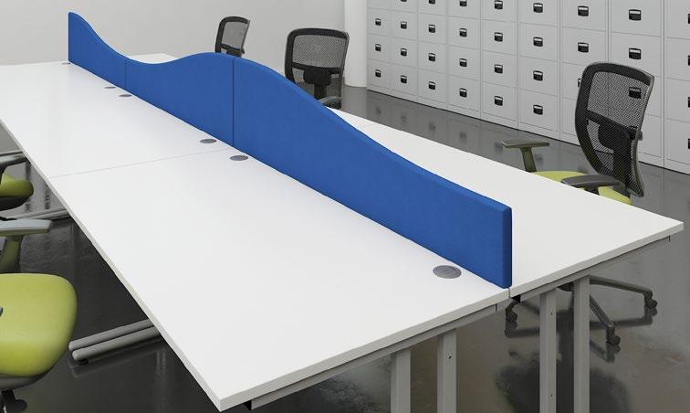 Desktop wave screens - Fabric wrapped Whether dividing desk space or an entire office area, office screens provide an element of privacy for employees, allowing them to be comfortable while they work.
