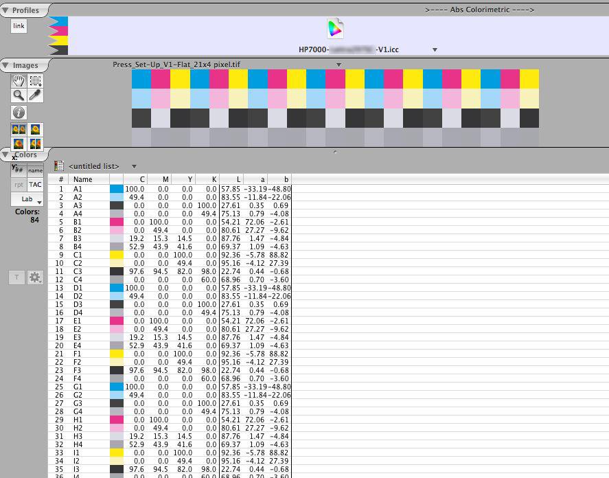 Using ColorThink to build Color Lists. Load the TIFF file just created into image into ColorThink. If you drag and drop it over the ColorThink application icon, it will load into a Color Worksheet.
