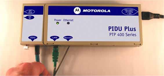 Figure 3 - Power Indoor Unit (PIDU Plus) PTP 400 Series The front panel contains indicators showing the status of the power and Ethernet connections.