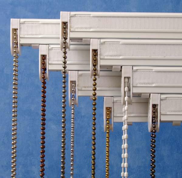 ROMAN BLIND SYSTEM ATTRACTIVE discreet and elegant White Aluminium Headrail 8 types of Bead Chain available:- Metal Bead Chain available in: Polished Chrome Polished Brass Antique Brass Antique