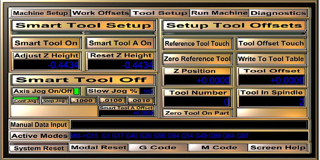 6 Machine Setup: This screen contains three main function buttons.