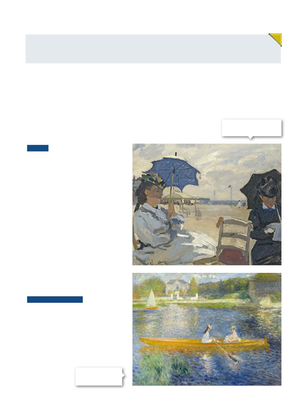 5 Read the text again and complete the fact file. Subject: Setting: Innovative impressionist elements:,, 6 Choose for each adjective the correct synonym among those given. 1.