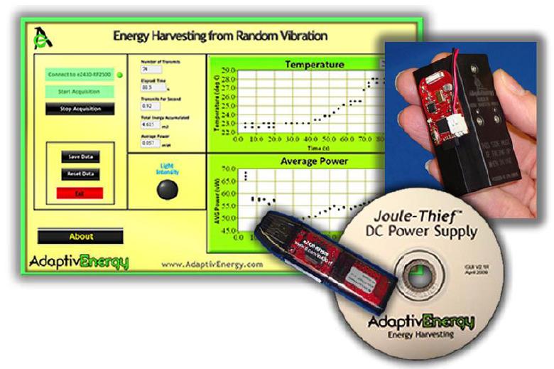 Example Applications Energy Harvesting The Joule-Thief TM JTRA-e5mini energy harvesting module manufactured by AdaptivEnergy is a random vibrational energy capturing and storage device.