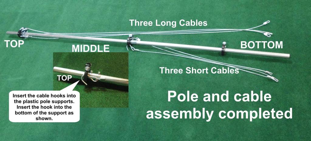 STEP 4D. Assemble the three pole sections. Make sure that the poles are inserted fully into the pole connectors and then tighten the set screws on the pole connectors.