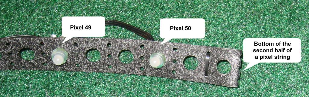 After you have inserted the first 25 pixels, get another plastic mounting strip for the second half of the pixel string.