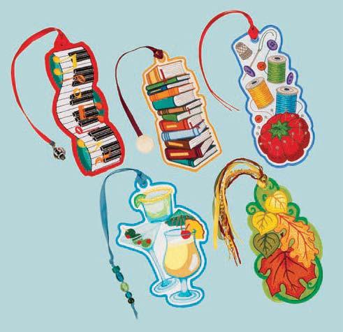 Free Project Project In-the-hoop Novelty Bookmarks Made in your embroidery machine hoop with no additional sewing required, these unique and clever bookmarks make quick and easy, yet thoughtful gifts.