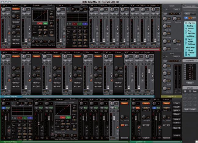 TotalMix FX Built-in high-end hardware mixer Integrated Monitoring Controller Remote Control optional The UCX provides the complete effects engine from the UFX - all effects are available at all