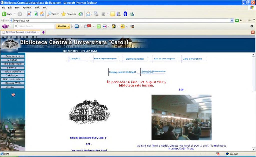 ro) ori simple pagini găzduite pe site-urile altor instituţii cum ar fi Biblioteca Universităţii Dunărea de Jos din Galaţi - http://www.lib.ugal.ro, (Fig. 2.1-2.4).