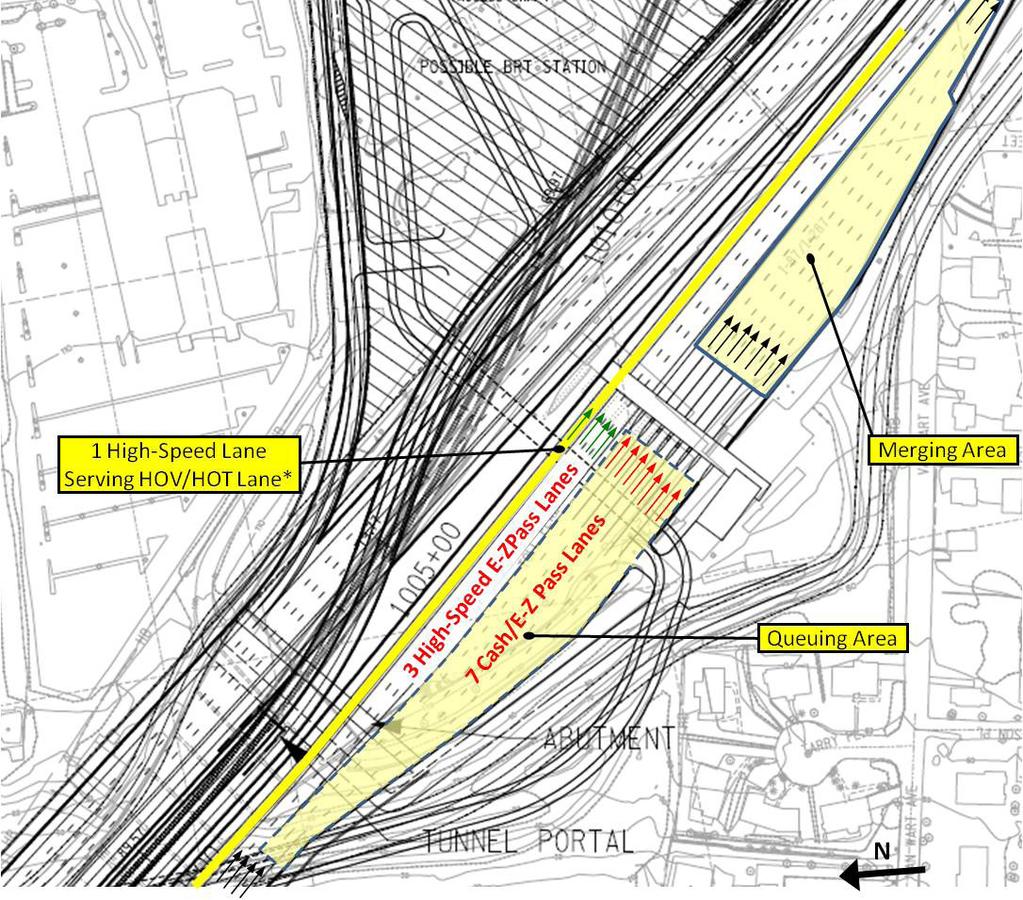 DRAFT Toll Plaza Operation Figure 4-13 shows the proposed toll plaza for the replacement bridge.
