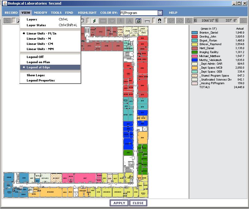 Legend and Viewing Floorplans Color by: Program Use the Color By pull-down menu, selecting Program.