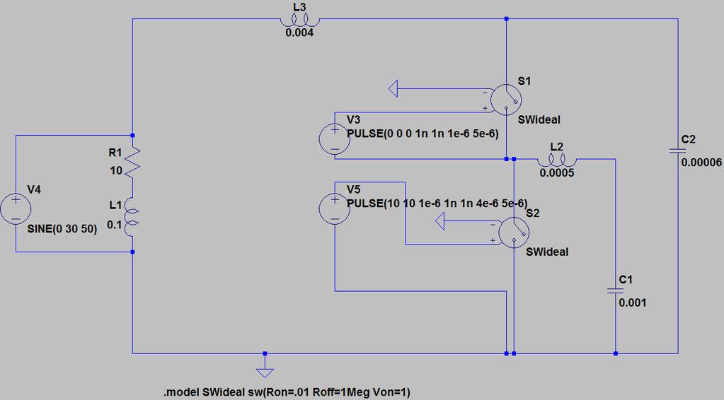 Figure 7: Circuit Simulation in LTSpice using ideal switches