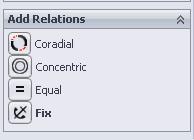 Select Add Relation command and select the top three circles