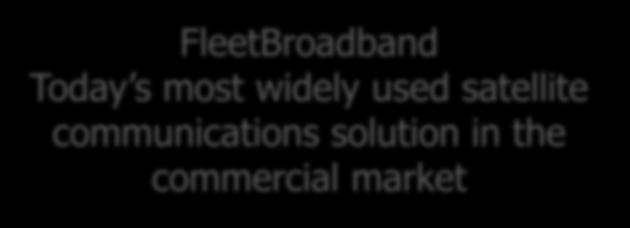 Marine - committed to delivering the best of two worlds FleetBroadband Today s most widely used satellite communications solution in the commercial market Ethernet FBB Multiple Services Analog Voice
