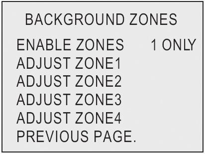G Presets (Foreground Presets) Provides four default zones: FULL SCREEN/MOST SCREEN/CENTER SPOT/LOWER 1/3.  F.Ground Zones/B.