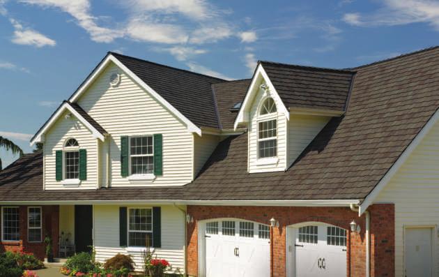 LUXURY SHINGLES Arcadia Shake, shown in Solaris Weathered Wood ARCADIA SHAKE COLOR AVAILABILITY Four-layer laminate construction mimics the look of cedar shakes Four cutouts on the top of each