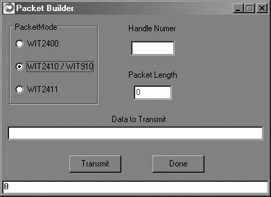 The Packet Builder is an easy way to test the multipoint addressing mode of the WIT241x radio.