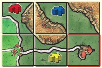 With some clever tile placements, it is possible to connect road and city sections, resulting in a road with more than one thief or a city with more than one knight.