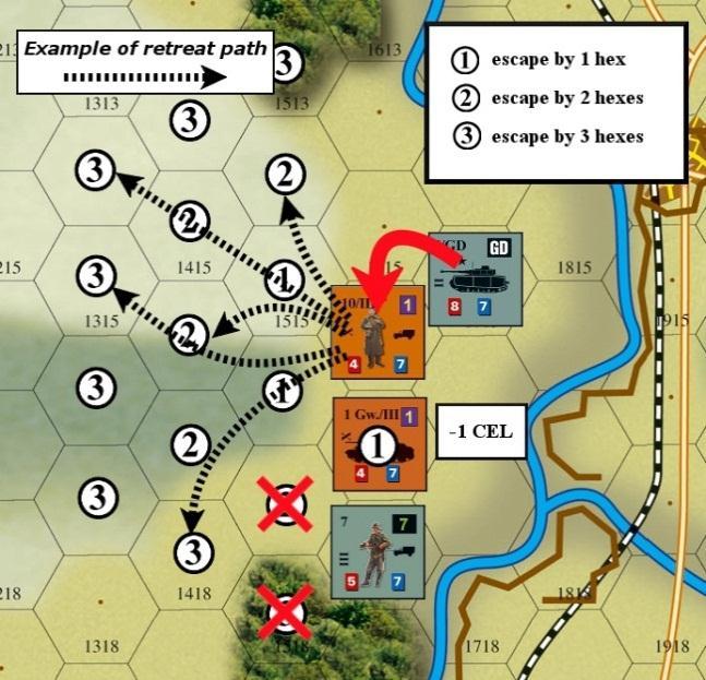 German armored division attacks 2 Soviet cavalry brigades that are in the woods (not fortified). German total strength is 17 SPs. Soviet total strength is 8 SPs.