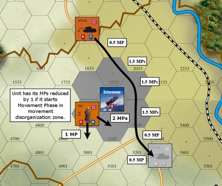 [Soviet movement disorganization] 8.2.11 Air units can disorganize movement of Soviet (only) ground units. 8.2.12 Minimum of 7 SPs must be used for each mission targeted to disorganize Soviet movement.