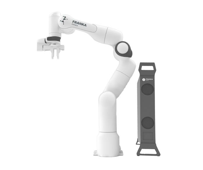 FRANKA EMIKA The EMIKA is an all-inclusive collaborative robot. In fact, the robot arm can also be bought with a wrist camera, a 2 finger gripper and an intuitive PC interface.