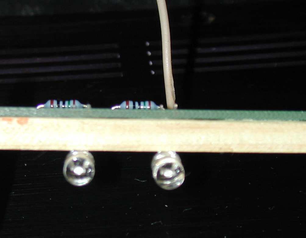 Figure 8 LED spacing at 3/16 using wooden shim ( note alternate LED part numbers may appear visually different than pictured above) 10.