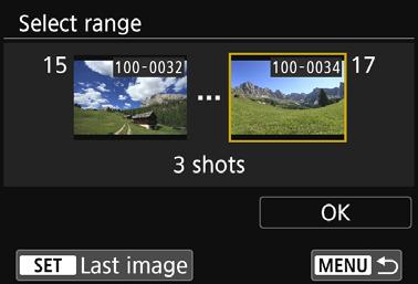 Specifying Viewable Images [File number range] (Select range) First image Last image Select the first and last images from images arranged by the file number to specify the viewable images.