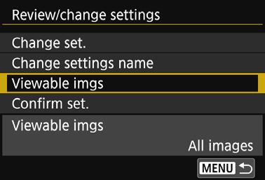 Specifying Viewable Images You can specify images viewable from a smartphone by operating the camera. Images can be specified during connection settings or after the connection is terminated.