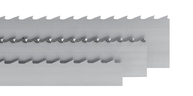 Bandsaw blades for wide bandsaws Wide bandsaw blades Usage: Machine: longitudinal cutting of massive hard and soft natural wood wide bandsaw machines 5343 (NV) triangular type of teeth 5344 (KV)