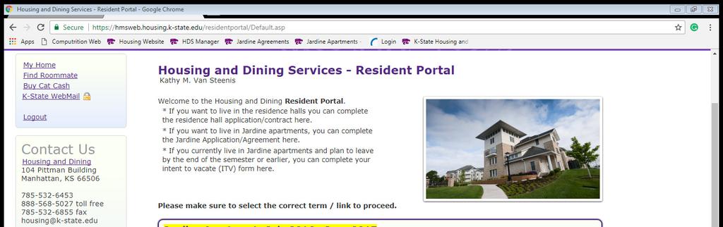 This is what you should see in your Resident Portal