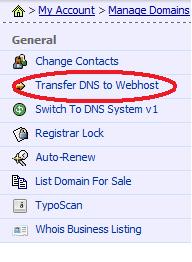(c) Click on Transfer DNS to Webhost from the list on left sidebar: (d) On the