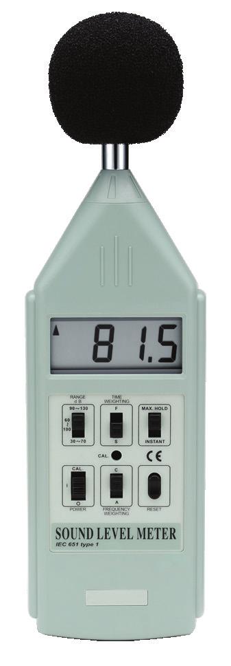INTRODUCTION Your new instrument meets IEC61672 and ANSI S1.43 specifications for a Type 1 Sound Meter. It covers the 30 to 130 db range in both the A and C decibel frequency weighting scales, with 0.