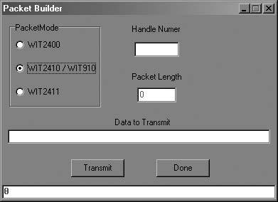 The Packet Builder is an easy way to test the multipoint addressing mode of the WIT241x radio.