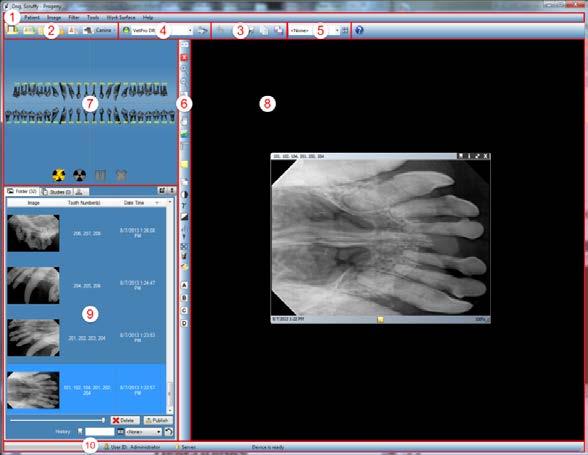Screen Layout Progeny Imaging Veterinary s screen layout is divided into intuitive sections.