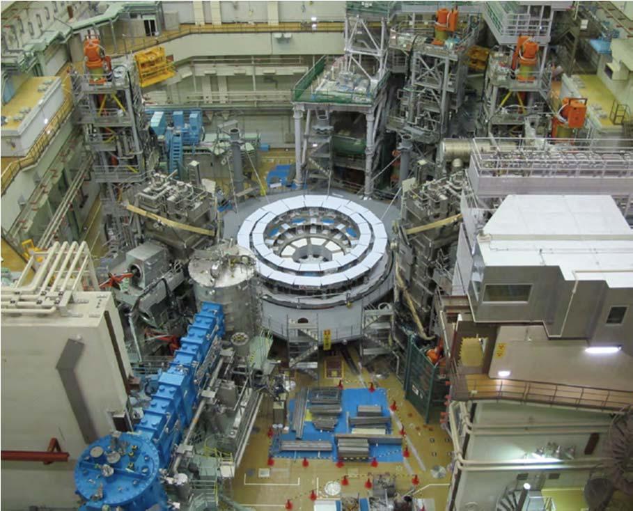 Fig 1 : View of the torus hall, with the cryostat base and the EF coils already positioned.