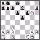 White: Sisto (2173) Black: Henderson (2031) Wilshire Quads 2/2/97 Round 1, 45/SD Boden Kieseritzky Gambit 1.e4 e5 2.Bc4 Nf6 3.Nf3 Nxe4 4.Nc3 Nxc3 5.dxc3 f6 6.O-O d6 7.Nh4 g6 8.f4 Qe7 9.f5 Qg7 10.