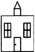 The given figure shows the front of a school. How many rectangles are there in the given figure? 3 6 9 4. Which of the following is the result of the given figure, when it is turned upside down?