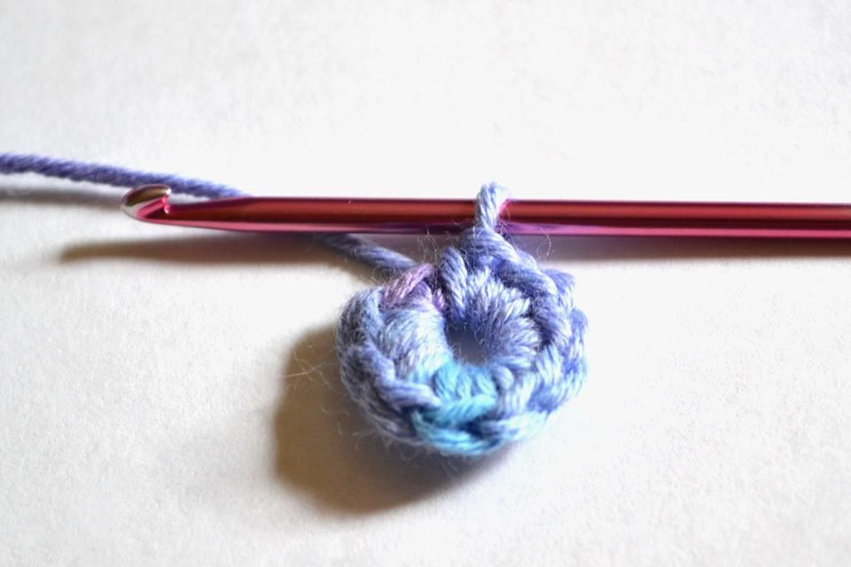 ) Insert hook into indicated stitch, loop yarn over hook, pull up a loop to height of a dc, (yo, insert hook, yo and pull up a loop) 4 times, yo