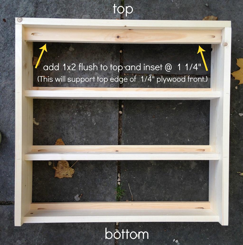 [23] Jaime also recommends adding a fourth 1x2 at the top - flush with the 1x4 shelf